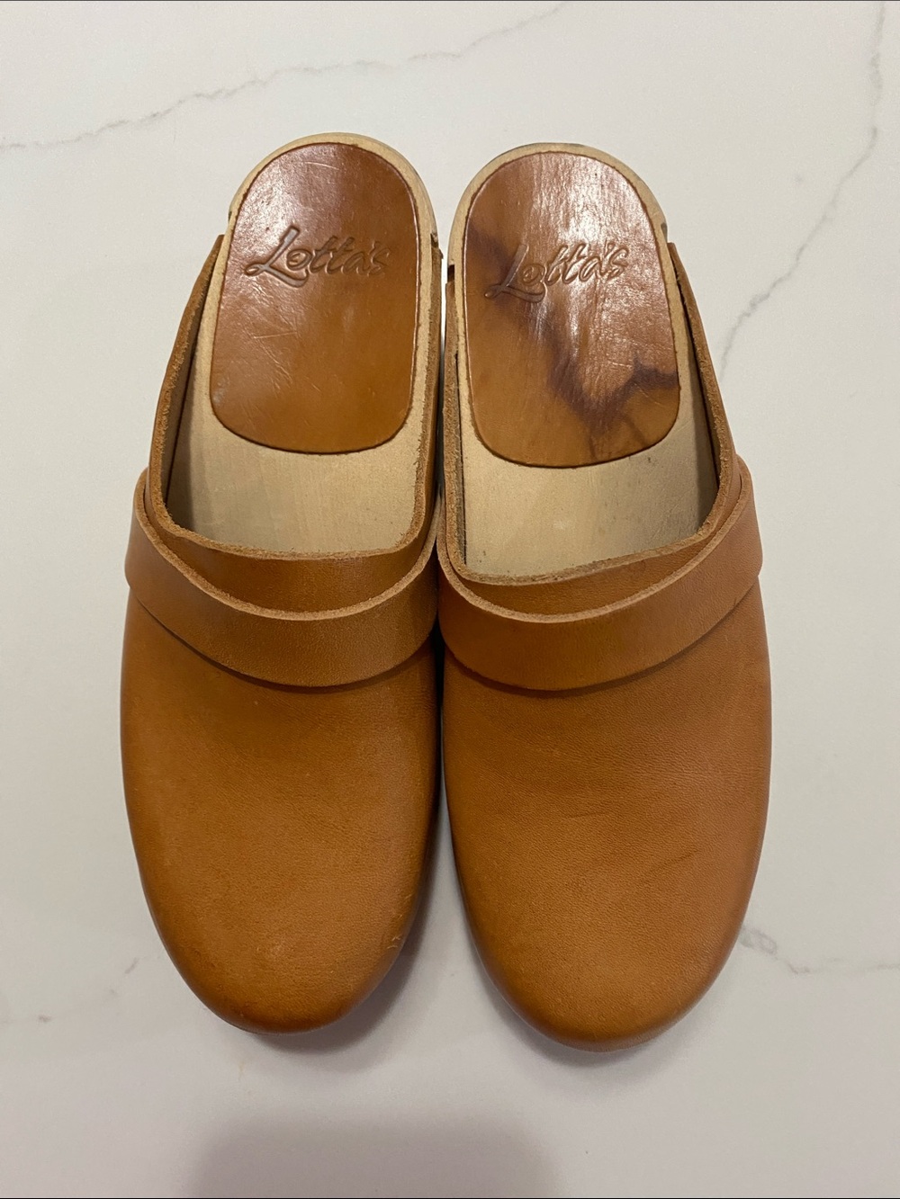 Lotta From Stockholm Tan Leather Slip-On Clogs SIZE 37 6.5 or 7 - Picture 2 of 9